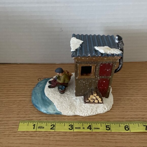 St Nicholas Square Goin Fishing Christmas Village Accessory Ice Fishing Retired - Picture 12 of 14